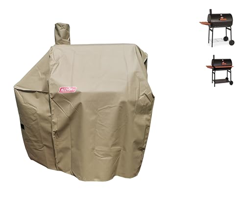 Image of Grill-Smoker-Cover Sized for Char Griller Grill Smoker 2823, 2123 600D Heavy Duty Canvas Water Proof All Weather Off-Set Charcoal Smoker Cover G21616 (Brown)