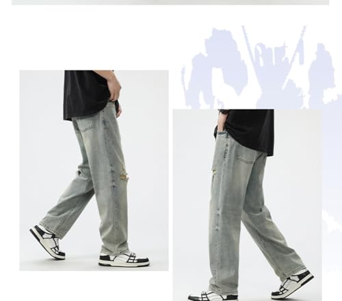 Jeans Pants Trousers Denim Vintage Distressed Style Casual Loose Straight Leg2
