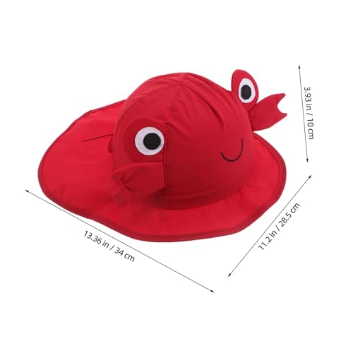 Wide Brim Sun Hat with Neck Flap UV Protection for Beach Quick Dry Cartoon Crab Design for Summer Outdoor Activities Boys and Ages Red2