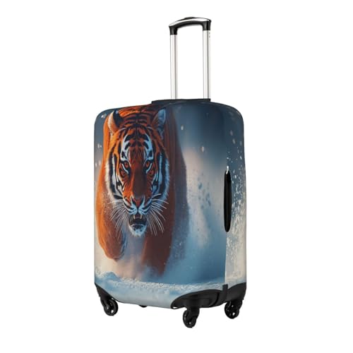 Tigers in Hunting Durable Luggage Cover Suitcase Protector Anti-Scratch Luggage Cover Fits 18-32inch Luggage, Black, X-Large2