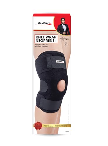 Image of Life Wear Knee Wrap Neoprene, Adjustable Knee Support Brace, Open Patella Design with Soft Pad, Heat Retention for Pain Relief and Comfort, For Aged Individuals, Pregnant Women, Size Universal