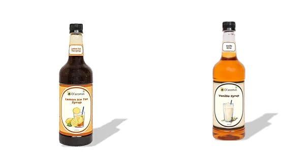 D’aromas Lemon & Vanilla Mocktail Syrup Combo | 875ml Each (Pack of 2) | Premium Café-Style Liquid Syrup for Mocktails, Beverages, Desserts & Coffee | Ideal for Home, Café, Bar & Restaurant Use-image-44