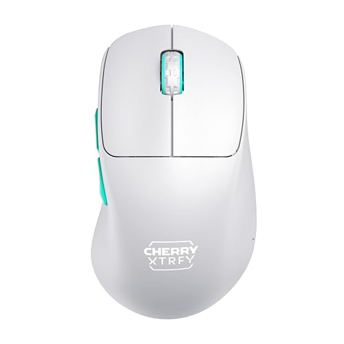 CHERRY XTRFY M64 WIRELESS Mouse da Gioco Ultraleggero senza Filo, Radio a 2,4 GHz, Ottimizzato per esports, Forma Ergonomica con Parte Anteriore Piatta, Bianco