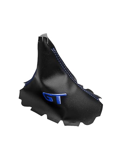 Microfiber Leather Shift Boot Cover in Black Compatible with Ford Mustang GT Convertible Coupe 2005 2006 2007 2008 2009 Manual Transmission Shifter (Made in USA) (Blue Stitching)