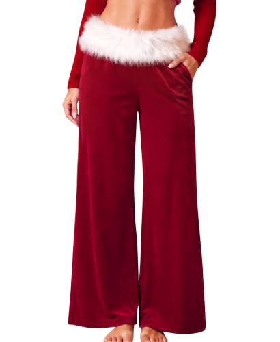 ADORPOP - ADORPOP Christmas Pants Women - Santa Pants Stretchy Faux Fur Holiday Gift (52% Off Amazon Deal)
