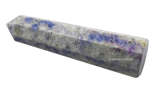 Image of Amazing Gemstone Hackmanite Fluorescent Sodalite Crystal Towers - Natural Healing Crystal Point Obelisk for Reiki Healing and Crystal Grid (3 inch to 4 inch INCH)