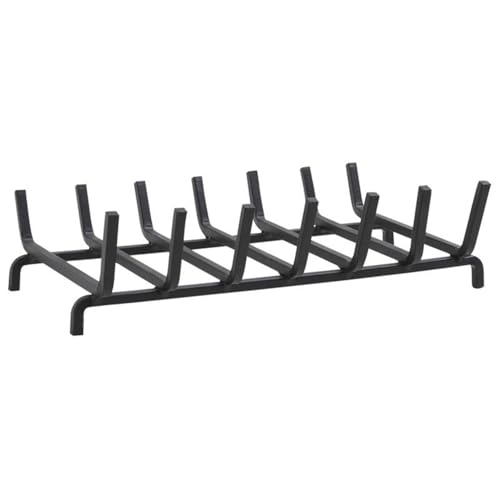 AUBRY GASPARD - Grille Porte-Bûches en Fer Forgé - Coloris Noir - Dimensions 50 x 30 x 14 cm - Résistante à la Chaleur - Idéale pour Entretenir le Feu -...