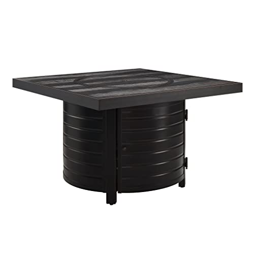 Fire Sense 63226 Yorke Aluminum Convertible Gas Fire Pit Table 55,000 Btu Outdoor Multi-Functional Fire Pit With Fire Bowl Lid, Nylon Weather Cover & Clear Fire Glass - Bronze Finish - Square #TOP22