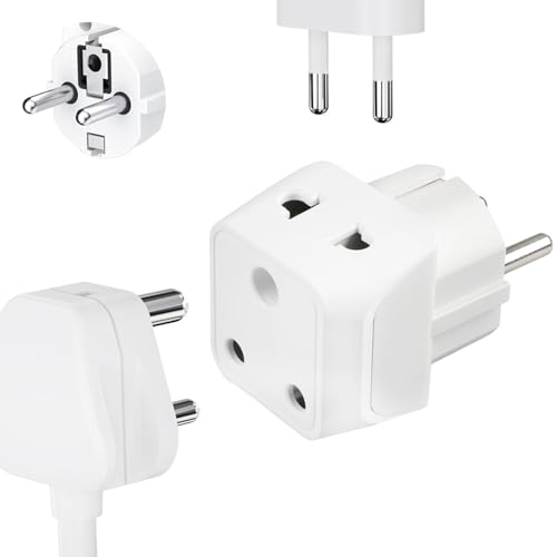 Image of Ceptics Europe Travel Adapter - 2 in 1 France Germany Adapter Compatible with Smartphone - Type E /F - CE Certified & RoHS Compliant - White - 1 Pack