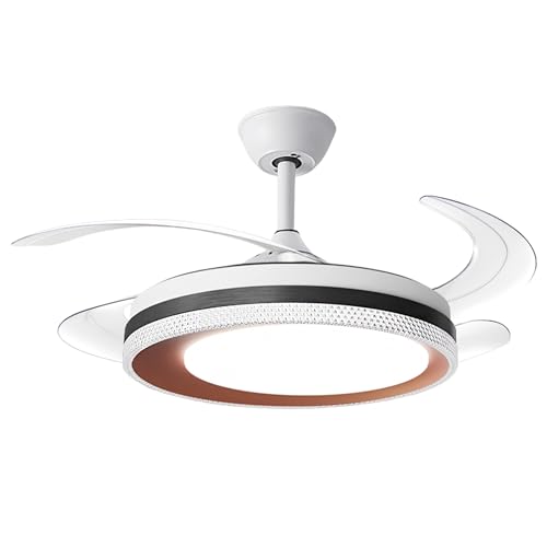 Image of Hans Lighting Ceiling fan With Color Changing LED Light and 4 Speed Retractable Blade and,Remote control (White)