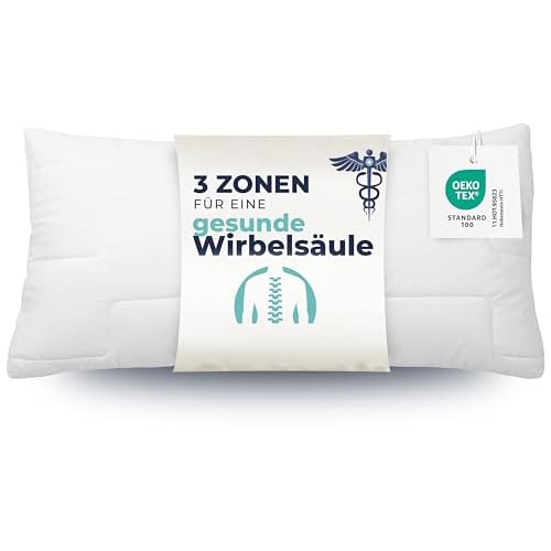 ZOLLNER Kopfkissen Mikrofaser 300 g, Allergiker, 3-Zonen, ca. 40x80 cm, weiß
