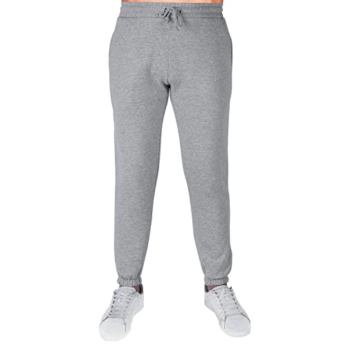 Sleepdown Slim Leg joggingunderdel casual byxor joggingbyxor gym ribbade manschetter fåll elastisk midja, Grå, XXL