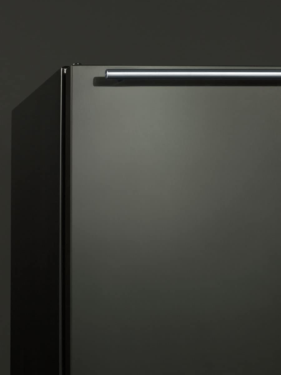 Summit FF64BXKSHH 24"" Built-in or Freestanding Compact Refrigerator with 4.6 cu. ft. Capacity Frost Free Operation Recessed LED Light and Adjustable Glass Shelves in Black Stainless Steel
