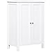 kleankin Armario de Baño con 2 Puertas y 2 Estantes Ajustables Interiores Mueble Auxiliar de Almacenaje para Salón Cocina Antivuelco 60x30x80 cm Blanco
