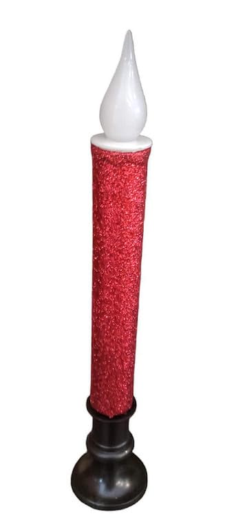 Set of 4 Battery Operated Christmas Window Led Candle with Timer Red with Black Base 9 inches Tall