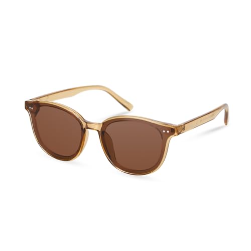 Lunettes de soleil œil de chat femme marron pour terrasse et plage