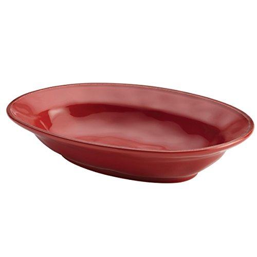 Rachael Ray Cucina Dinnerware Ceramic Serveware/Serving Platter, Oval, 12 Inch, Cranberry Red