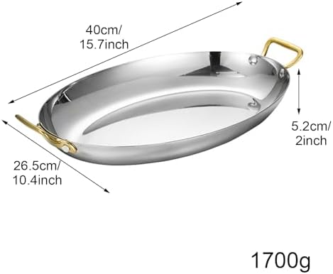 Stainless Steel Oval Paella Pan for Seafood & Lobster, Non-Stick Uncoated Cooking Pot with Dual Handles, Ideal for Outdoor Camping & Parties