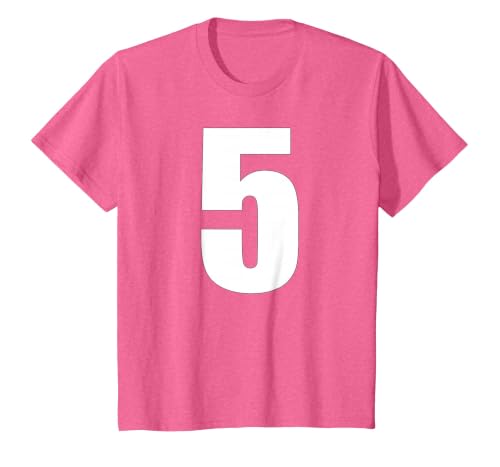 Number Five Numeral 5 Plain White Numbers T-Shirt, Youth, Pink Heather, Large