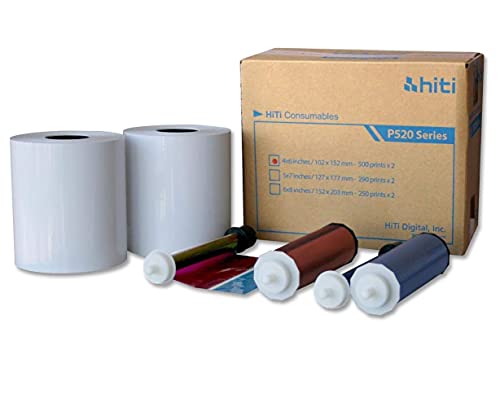 Thehomeuse S SMAZINSTAR HOKEKM HiTi 4x6 Media for Hiti P525L and P520L Printers. Paper and Ribbon kit (Total of 1000 Prints Size 4x6 inches).