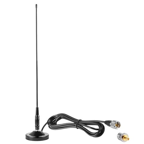 Vehicle Car Mobile Ham Radio GMRS Soft Whip Antenna UHF VHF 136-174MHz 400-470MHz 2meter 70CM Magnetic Base Mount Antenna for Motorola Kenwood Midland BTECH and BaoFeng Mobile Radios Eifagur