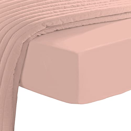Pizuna Royale Cotton King Fitted Sheet 180x200 cm Rose Pink, 1000 Thread Count Thick Luxurios 100% Long Staple Cotton Sateen Weave Fitted Sheet, Deep Pocket Sheet Fits 40cm (Fitted Sheet 1PC)