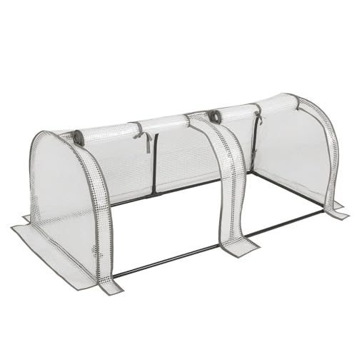 WOLTU Foliengewächshaus, Gewächshaus wasserdicht, Tomatengewächshaus wetterfest, PE Gitterfolie, Mehrzwecktreibhaus Pflanzenhaus für Garten Balkon, 130 x 60 x 50 cm, Weiß