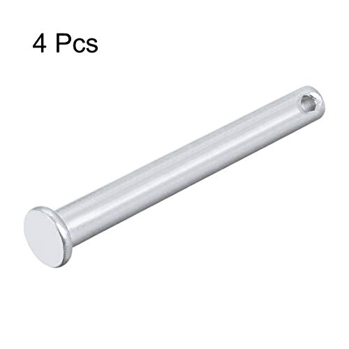 sourcing map 4 Stück Steckbolzen Gabelkopf Rundbolzen Einloch Flachkopf, 8mm X 90mm Splintstift Verzinkung Massiver Stahl Lochbolzen