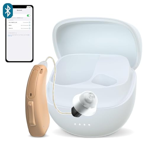 RIC Single Hearing Aid for Seniors,Custom FIT Digital Over-The-Counter Rechargeable Tinnitus Masking...