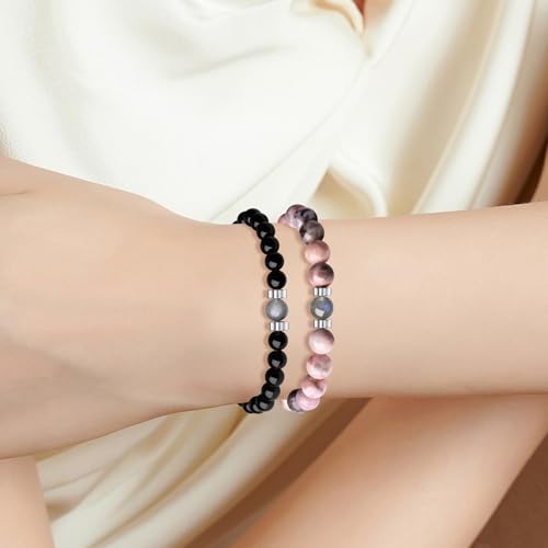 Image of DUQGUHO Mommy and Me Bracelets Mothers Day Gifts for Mom from Daughter Son Matching Mother and Daughter Jewelry Mother Daughter Gift Back to School Bracelet 6 /8 mm Mom Birthday Gifts