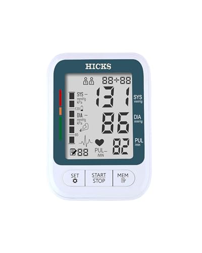 Image of Hicks N-950 Digital Blood Pressure Monitor for Upper Arm | Clinical Accuracy BP Machine with Large LCD Display & WHO Indicator (White)