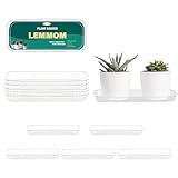 LEMMOM 5-Pack Rectangular 9x4 Inch Clear Thick Plastic Plant Trays, Sturdy Heavy Duty Saucer Drip Trays for Pots, Indoor/Outdoor Use, Window Sill Water Catcher