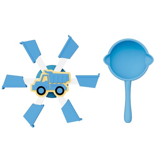 Image of Bathtub Suction Spinner Toys - Silicone Bath & High Chair Truck Shape Sensory Toy for Babies & Toddlers, Novelty Spinners with Suction Cup, Car Window Travel Toys（Blue）