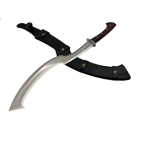 Fwosi 20-inch Ancient Egyptian Khopesh Sword Real Weapon for Military Knife with Leather Sheath, Handforged High Carbon Steel Blade, Sharp Hunting Knife