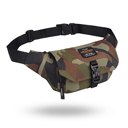 WILDHORN Waist Bags for Men Women I Ultra Strong Stitching, Sturdy Zippers, Waterproof Pocket, Large Fanny Pack for Hiking Travel Camping Running Sports Outdoors, with Adjustable Strap (Camouflage)