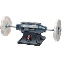 POWERTEC 8-Inch Bench Buffer Jewelry Polisher - Includes 2PCs 80Ply Thic Buffing Wheels | Slow Speed Long Shaft Benchtop Machine for Polishing Metal, Jewelry, Knives, Wood, Jade, and Plastic BF800