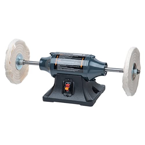 POWERTEC 8-Inch Bench Buffer Jewelry Polisher - Includes 2PCs 80Ply Thic Buffing Wheels | Slow Speed Long Shaft Benchtop Machine for Polishing Metal, Jewelry, Knives, Wood, Jade, and Plastic (BF800) by POWERTEC - Used condition - US$119.70