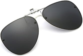 YAMEIZE Polarized Lens Clip on Sunglasses - Anti-Glare Pilot Glasses for Women Men Flip Up Rimless Clip Eyewear Driving Travelling Outdoor…