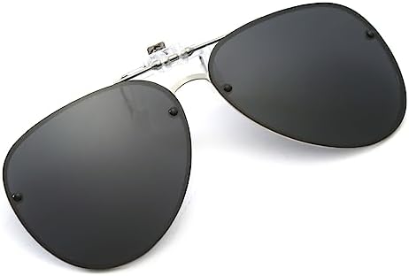 YAMEIZE Polarized Lens Clip on Sunglasses - Anti-Glare Pilot Glasses for Women Men Flip Up Rimless Clip Eyewear Driving Travelling Outdoor…