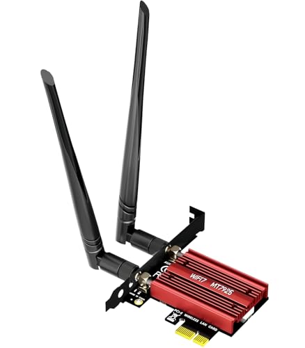 MT7925 Wi-Fi 7 PCIe 無線lanカード 5400Mbps Bluetooth 5.3 ネットワークカード 2.4G/5G/6Ghz トライバンド 内蔵MT7925 10DBアンテナ付き ネットワークカードアダプター(MT7925)