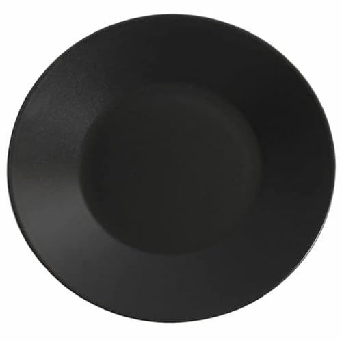 drinkstuff Midnight Wide Rim Plates Black 27.5cm - Pack of 6 | Stoneware Plates