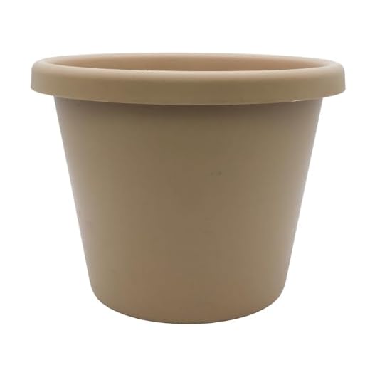 The HC Companies 24 Inch Round Classic Planter - Large Plastic Plant Pot for Indoor Outdoor Plants Flowers Herbs, Sandstone