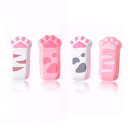 JSKWIKE 4 pcs Cinta Correctora cinta de corrección de pata de gato Mini compacto adecuado para niñas lindas embalado en una bonita caja 2 rosas y 2 azules