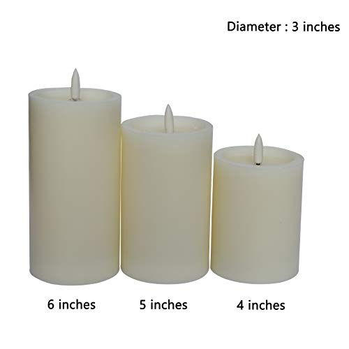 Vanilla Scented Flameless Candles,3 Piece Set 4"5"6"H (3.2"D) Led Pillar Real Wax Candles With Remote And Timer,Ivory White #TOP1