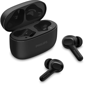 PHILIPS, Fone de Ouvido Sem Fio TWS, TAT1109BK/00, Bluetooth, Com Microfone, Até 24 horas de bateria, Preto