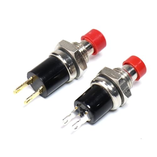 Mini bouton-poussoir 10mm 1NO Latching avec tête haute rouge - 6