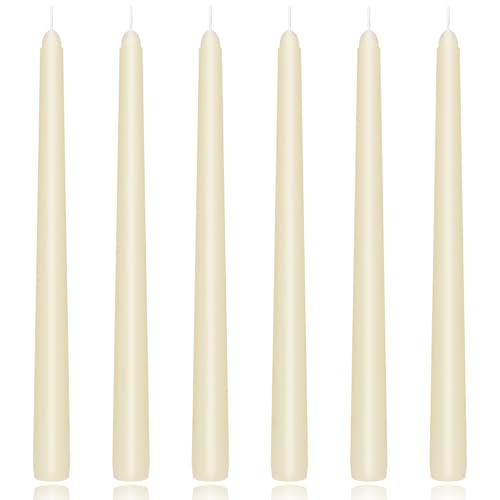 Image of KORCCI Taper Candles 10 Inch - Long Candles, 8 Hours Long Burning, Smokeless & Unscented & Dripless, for Weddings, Birthdays, Dinner Parties, Rituals, Prayer, Birthdays, Meditation (White Ivory)