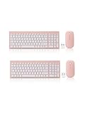 2 Pack Wireless Keyboard and Mouse Combo, Compact Quiet Wireless Keyboard and Mouse Set 2.4G Ultra-Thin Sleek Design for Windows, Computer, Desktop, PC, Notebook, Laptop-Pink and White