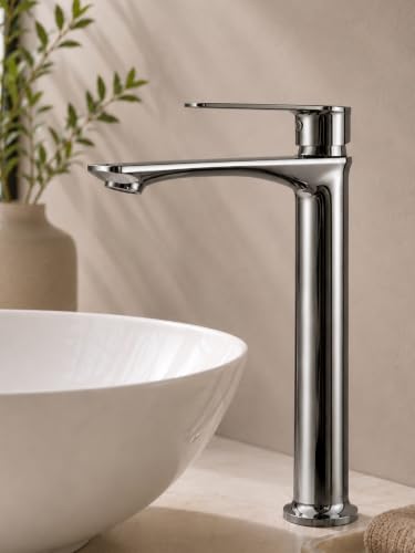 Image of BATH GURU 12 Inch Premium Pillar Tap for Countertop Wash Basin | Gun Grey