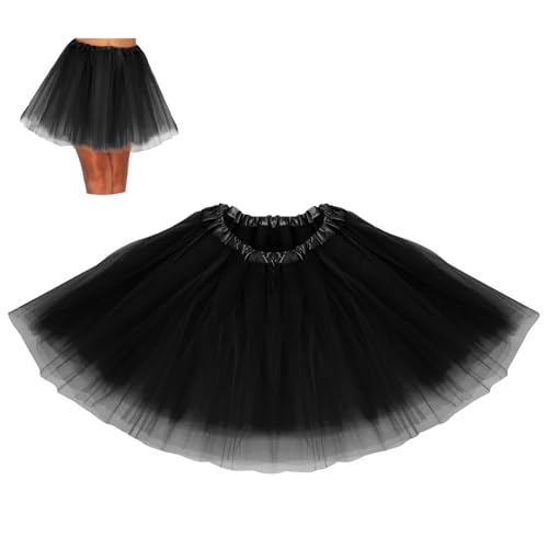 LXONTSG Tule Tutu saia, 3 camadas tule curta saias, adulto tule tutu saia, tule saia Tutu balé, mulher saia tule curta, saia tule Tulle Tutu, carnaval tule saia, Preto